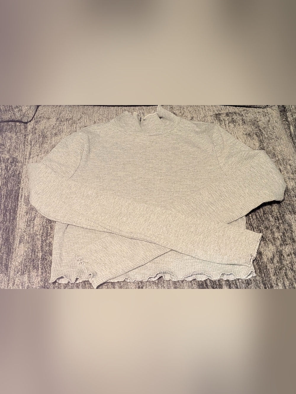 Aerie, Light Gray, Ribbed, Long Sleeve, Mock Neck Top - Ladies Jr Size Small